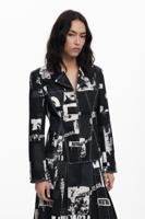 Blazer met rits en krantenprint - BLACK - L