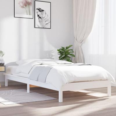 Bedframe massief grenenhout wit 90x190 cm