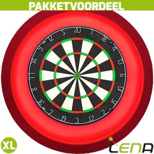 Lena Professional Dartbord + Lena Dartbord Verlichting Deluxe XL Rood