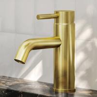 Wastafelkraan SaniClear Plus Stripes | Opbouw | Mengkraan | Standaard model | Geborsteld messing - mat goud