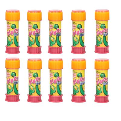 Dinosaurus bellenblaas flesjes - 10x - met bal spelletje in dop - 60 ml - voor kinderen
