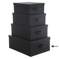5Five Opbergdoos/box - 2x - zwart - L39 x B30 x H16 cm - Stevig karton - Industrialbox - Opbergbox