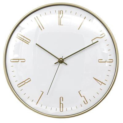 Home deco factory stille wandklok - goud/wit - D30 cm - kunststof