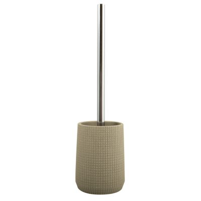 Toiletborstel in houder/wc-borstel - polyresin/metaal - taupe - 35 x 10 cm