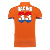 Luxe grote maten racing 33 coureur supporter / race fan poloshirt 200 grams oranje - thumbnail