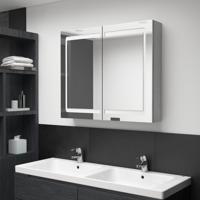 Badkamerkast met spiegel en LED 80x12x68 cm betongrijs Badkamerkast met spiegel en LED 80x12x68 cm betongrijs