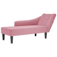 Chaise longue met rechterarmleuning fluweel roze