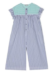 Il Gufo short-sleeve striped playsuit - Vert