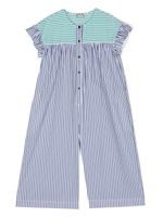 Il Gufo short-sleeve striped playsuit - Vert