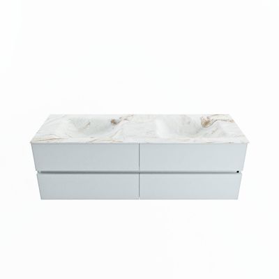 MONDIAZ VICA-DLUX 150cm badmeubel onderkast Clay 4 lades. Inbouw wastafel CLOUD dubbel zonder kraangat, kleur Frappe.