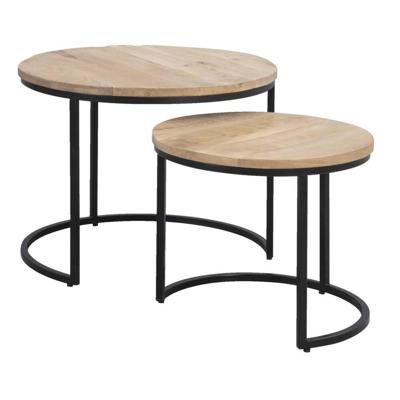 Leen Bakker - Bijzettafels Mink - Set Van 2 - Mangohout - Bruin - 56x56x42 Cm