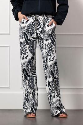 Abigail leaves trousers - ecru/dark blue - 12988