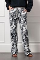 Abigail leaves trousers - ecru/dark blue - 12988