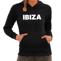 Hooded sweater zwart met Ibiza bedrukking voor dames 2XL  - - thumbnail