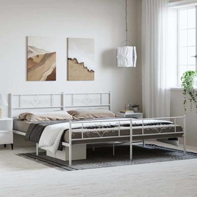 Bedframe met hoofd- en voeteneinde metaal wit 183x213 cm