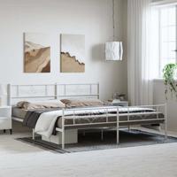 Bedframe met hoofd- en voeteneinde metaal wit 183x213 cm
