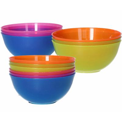 Gekleurde schaaltjes / kommetjes - 24x - kunststof - 13 cm - snackschaaltjes