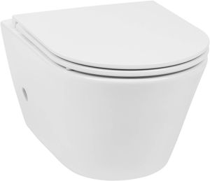 Saqu Wash 2.0 randloos hangtoilet met warm/koud water bidetkraan en toiletbril Wit