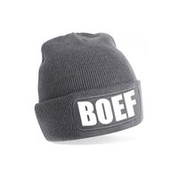 Boef muts/beanie onesize unisex - grijs - thumbnail