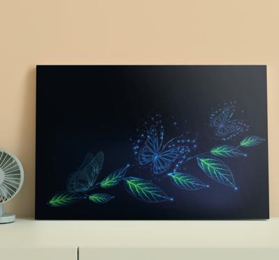 Canvas schilderij vlinders Neon bloemen en