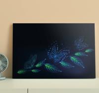 Canvas schilderij vlinders Neon bloemen en