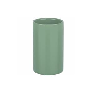 Badkamer drinkbeker/tandenborstelhouder Sienna - porselein - glans salie groen - 7 x 11 cm