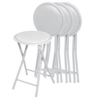 Urban Living Bijzet krukje - 4x - wit - metaal - 30 x 45 cm - inklapbaar - woonaccessoires