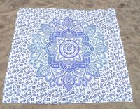 Groot Strandlaken Lotus - Blauw/wit - 220*200cm - L - thumbnail