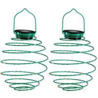 Lumineo Hanglamp - 2x - solar verlichting - groen - D16 cm - metaal - tuinverlichting - Buitenverlichting - thumbnail