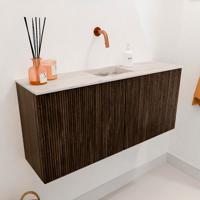 Toiletmeubel Mondiaz Joya Dlux | 90 cm | Meubelkleur Walnut | Faye wastafel Nata Wasbak Midden | Zonder kraangat(en)