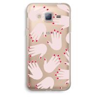 Hands pink: Samsung Galaxy J3 (2016) Transparant Hoesje