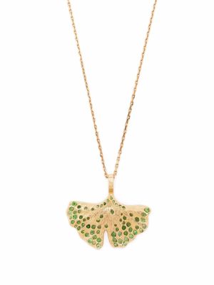 Aurelie Bidermann collier Gingko en or 18ct orné de tsavorite