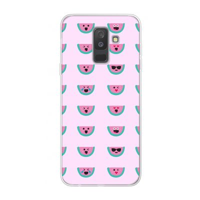 Smiley watermeloenprint: Samsung Galaxy A6 Plus (2018) Transparant Hoesje