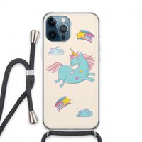 Vliegende eenhoorn: iPhone 13 Pro Max Transparant Hoesje met koord