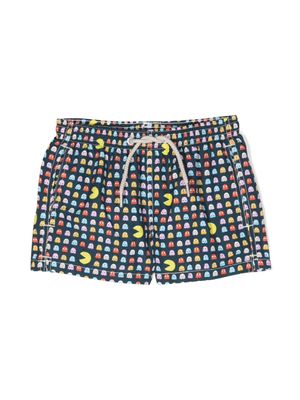 MC2 Saint Barth Kids x Pac-Man short de bain imprimé - Bleu