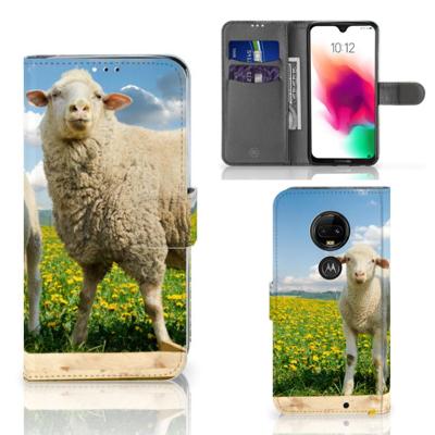 Motorola Moto G7 | G7 Plus | Telefoonhoesje | Met pasjeshouder | Schaap en Lammetje