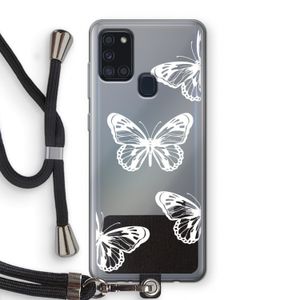 White butterfly: Samsung Galaxy A21s Transparant Hoesje met koord
