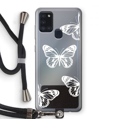 White butterfly: Samsung Galaxy A21s Transparant Hoesje met koord