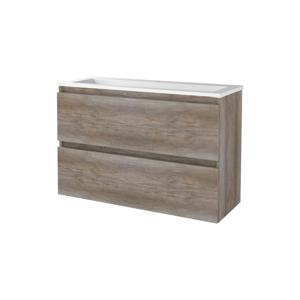 Badmeubelset BWS Salt 100x39cm Greeploos 2 Lades Met Wastafel Acryl 1 Kraangat Scotch Oak