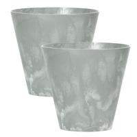 Bloempot/plantenpot voor buiten - Set van 2x stuks - kunststof - lichtgrijs - D40 x H37 cm - 28 lite