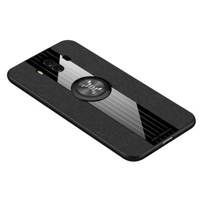 Voor Huawei mate 10 XINLI stiksels doek Textue schokbestendig TPU beschermhoes met ring houder (zwart)