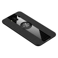 Voor Huawei mate 10 XINLI stiksels doek Textue schokbestendig TPU beschermhoes met ring houder (zwart)