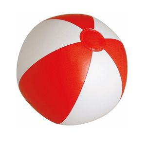 Opblaasbare zwembad strandbal plastic rood/wit 28 cm
