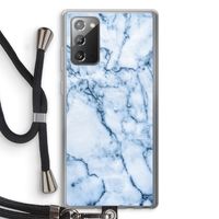 Blauw marmer: Samsung Galaxy Note 20 / Note 20 5G Transparant Hoesje met koord