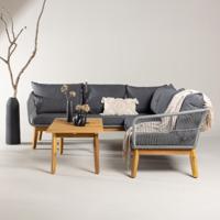 Nohr Loungeset 'Chandni' Acaciahout, Met hoekbank en tafel, kleur Grijs Nohr Loungeset 'Chandni' Acaciahout, Met hoekbank en tafel, kleur Grijs