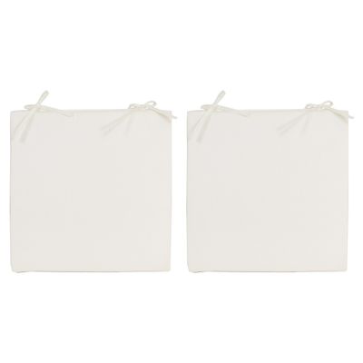 2x Stoelkussens voor binnen en buiten in de kleur ivoor wit 40 x 40 cm Tuinkussens voor buitenstoele