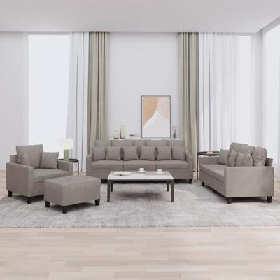 4-delige Loungeset met kussens stof taupe