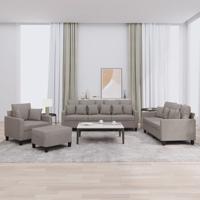 4-delige Loungeset met kussens stof taupe