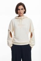 Oversized sweatshirt met splitmouwen - WHITE - L