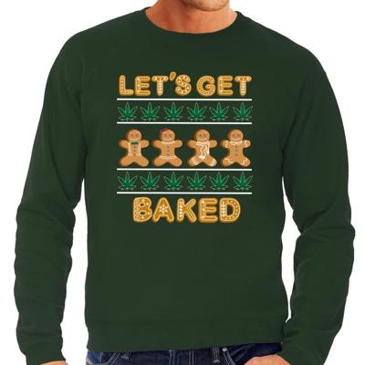 Foute Kersttrui/sweater voor heren - Lets get baked - wiet - groen
